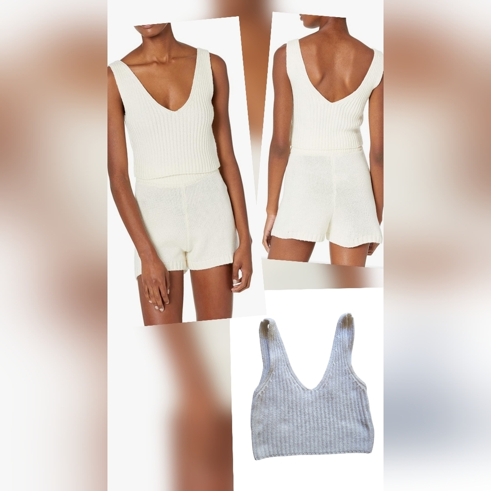 The‎ Drop Womens Sylvie V-Neck Cropped Sweater Tank ~ Medium